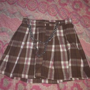 Brown & Pink Y2K Plaid Mini Skirt
